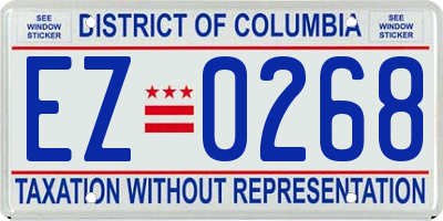 DC license plate EZ0268