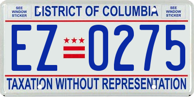 DC license plate EZ0275