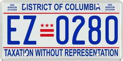 DC license plate EZ0280