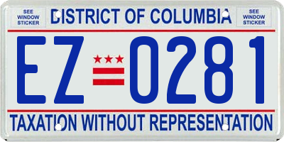 DC license plate EZ0281