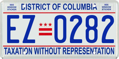 DC license plate EZ0282