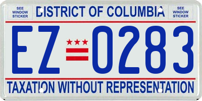 DC license plate EZ0283