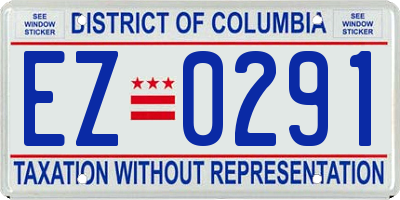 DC license plate EZ0291