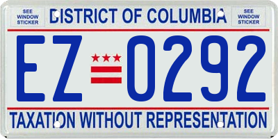 DC license plate EZ0292