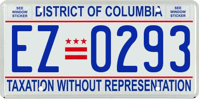 DC license plate EZ0293