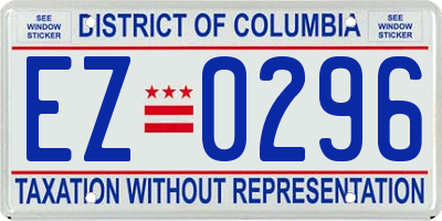 DC license plate EZ0296