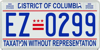 DC license plate EZ0299