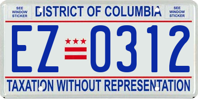 DC license plate EZ0312