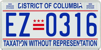 DC license plate EZ0316