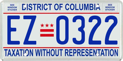 DC license plate EZ0322