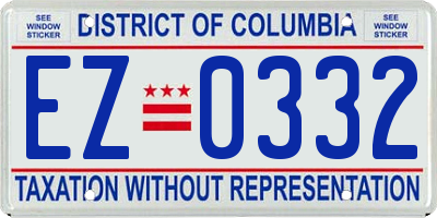 DC license plate EZ0332