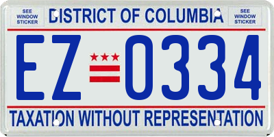 DC license plate EZ0334