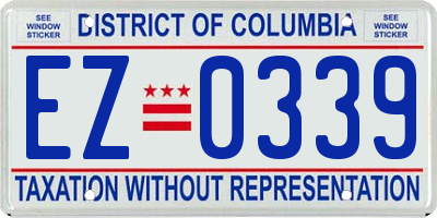 DC license plate EZ0339