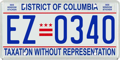 DC license plate EZ0340