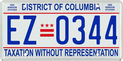 DC license plate EZ0344