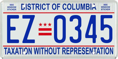 DC license plate EZ0345