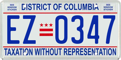 DC license plate EZ0347