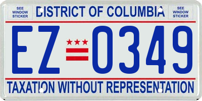 DC license plate EZ0349