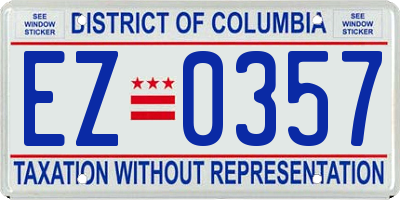 DC license plate EZ0357