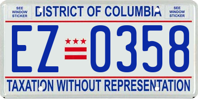 DC license plate EZ0358
