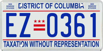 DC license plate EZ0361