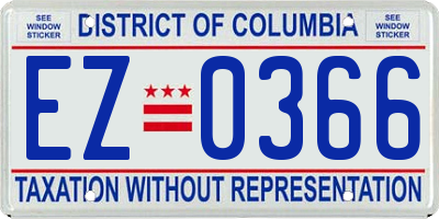 DC license plate EZ0366
