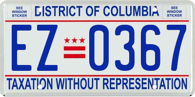 DC license plate EZ0367