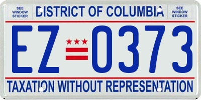 DC license plate EZ0373