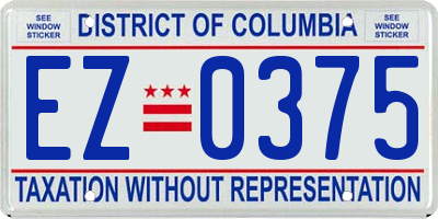 DC license plate EZ0375