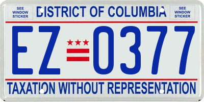 DC license plate EZ0377