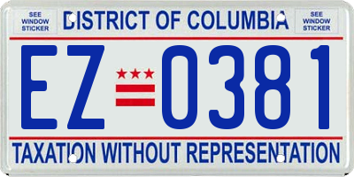 DC license plate EZ0381