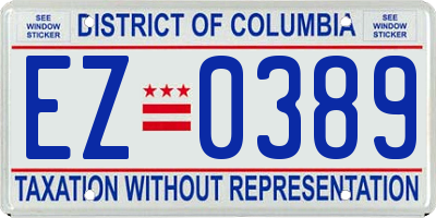 DC license plate EZ0389