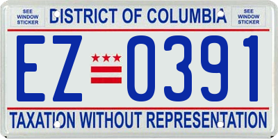 DC license plate EZ0391