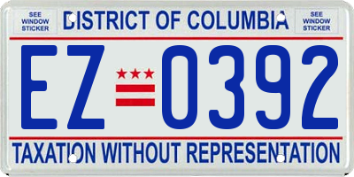 DC license plate EZ0392