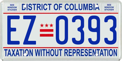 DC license plate EZ0393