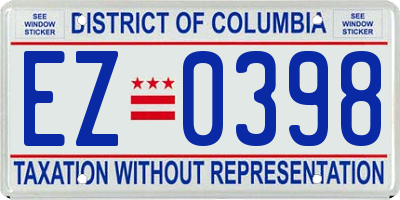 DC license plate EZ0398