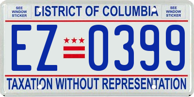 DC license plate EZ0399