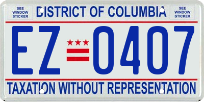 DC license plate EZ0407