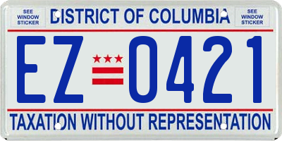 DC license plate EZ0421