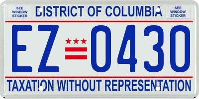 DC license plate EZ0430