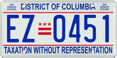 DC license plate EZ0451