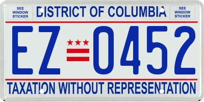 DC license plate EZ0452