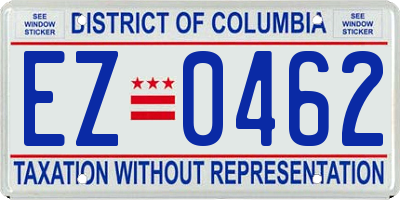 DC license plate EZ0462