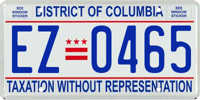 DC license plate EZ0465