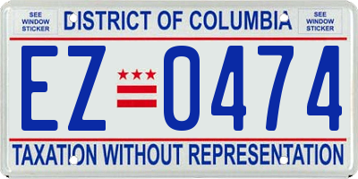 DC license plate EZ0474
