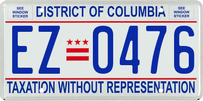 DC license plate EZ0476