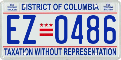 DC license plate EZ0486