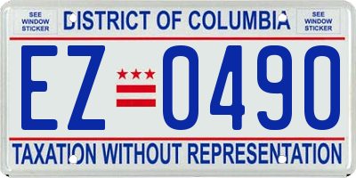 DC license plate EZ0490