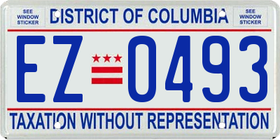 DC license plate EZ0493