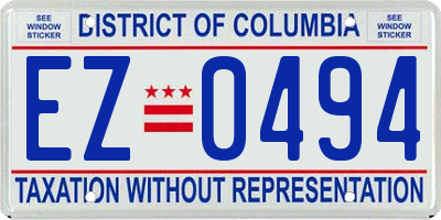 DC license plate EZ0494